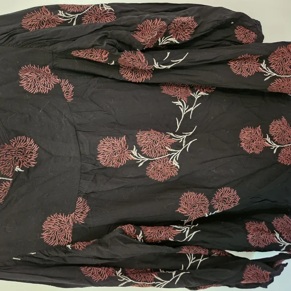 Floral Black and Red Womens Shirt - Picture 3 of 5